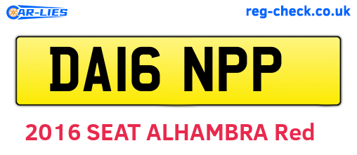 DA16NPP are the vehicle registration plates.