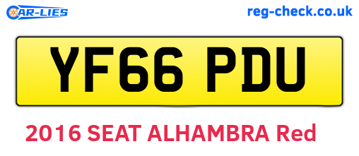 YF66PDU are the vehicle registration plates.