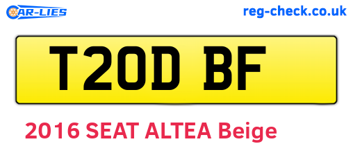 T20DBF are the vehicle registration plates.