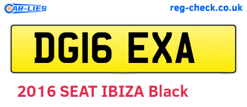 DG16EXA are the vehicle registration plates.