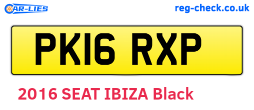 PK16RXP are the vehicle registration plates.