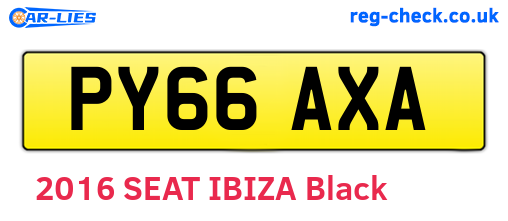PY66AXA are the vehicle registration plates.