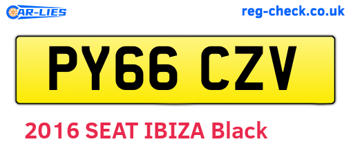 PY66CZV are the vehicle registration plates.