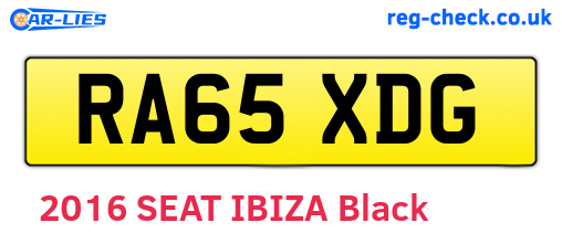 RA65XDG are the vehicle registration plates.