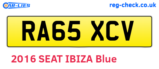 RA65XCV are the vehicle registration plates.