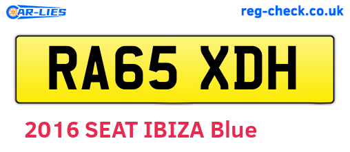 RA65XDH are the vehicle registration plates.