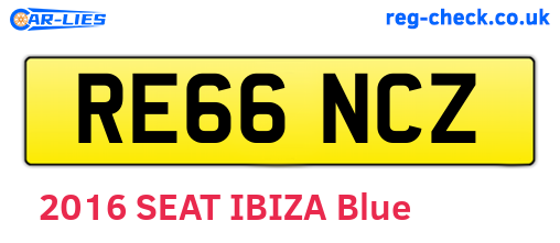 RE66NCZ are the vehicle registration plates.