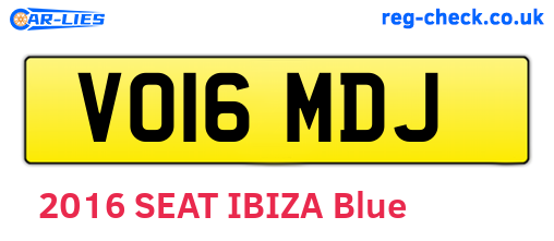 VO16MDJ are the vehicle registration plates.