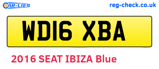 WD16XBA are the vehicle registration plates.