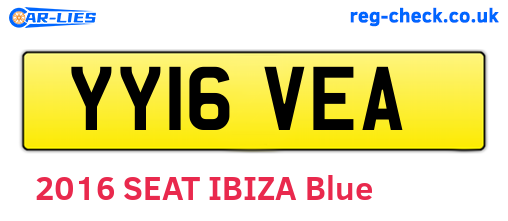 YY16VEA are the vehicle registration plates.