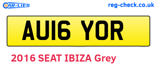 AU16YOR are the vehicle registration plates.
