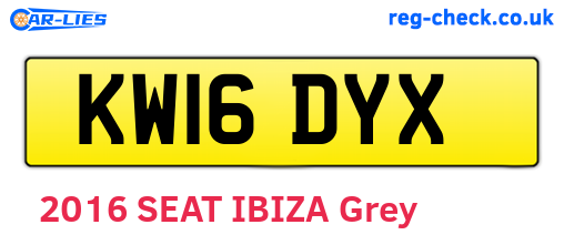 KW16DYX are the vehicle registration plates.