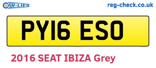 PY16ESO are the vehicle registration plates.