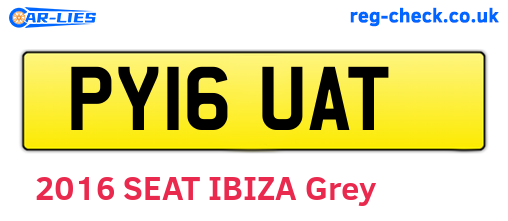 PY16UAT are the vehicle registration plates.