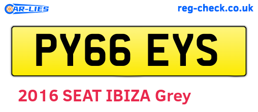 PY66EYS are the vehicle registration plates.
