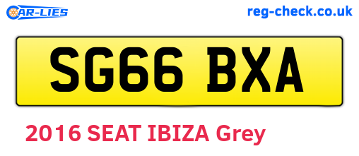 SG66BXA are the vehicle registration plates.