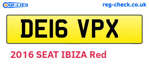 DE16VPX are the vehicle registration plates.