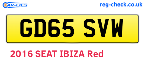 GD65SVW are the vehicle registration plates.