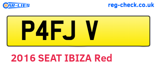 P4FJV are the vehicle registration plates.