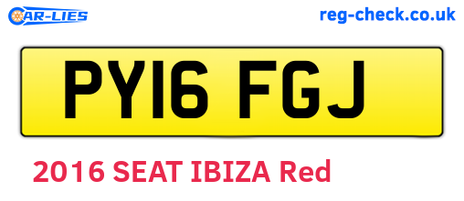 PY16FGJ are the vehicle registration plates.