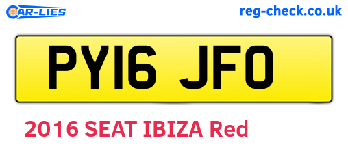 PY16JFO are the vehicle registration plates.