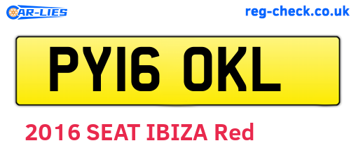 PY16OKL are the vehicle registration plates.