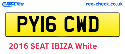 PY16CWD are the vehicle registration plates.