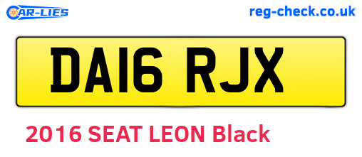 DA16RJX are the vehicle registration plates.