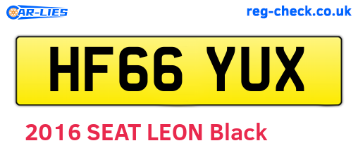 HF66YUX are the vehicle registration plates.