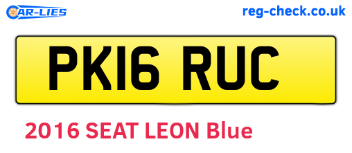 PK16RUC are the vehicle registration plates.