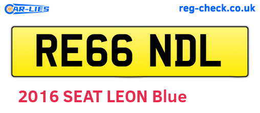 RE66NDL are the vehicle registration plates.