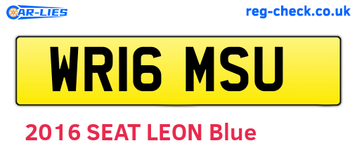 WR16MSU are the vehicle registration plates.