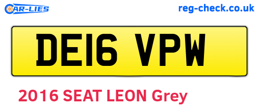 DE16VPW are the vehicle registration plates.