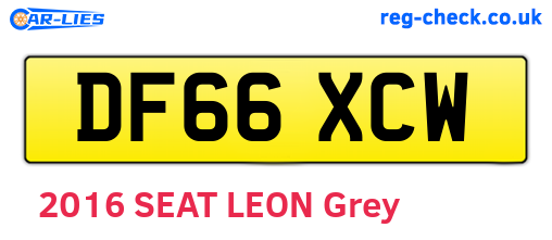 DF66XCW are the vehicle registration plates.