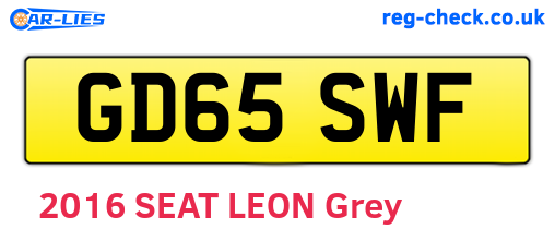 GD65SWF are the vehicle registration plates.