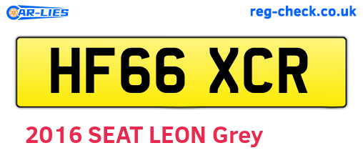 HF66XCR are the vehicle registration plates.