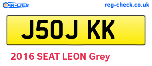 J50JKK are the vehicle registration plates.