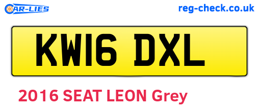 KW16DXL are the vehicle registration plates.