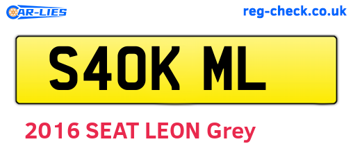 S40KML are the vehicle registration plates.