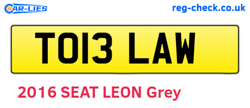 TO13LAW are the vehicle registration plates.