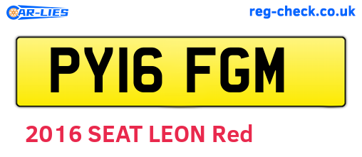 PY16FGM are the vehicle registration plates.