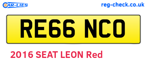 RE66NCO are the vehicle registration plates.