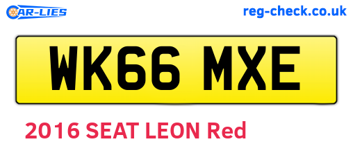 WK66MXE are the vehicle registration plates.