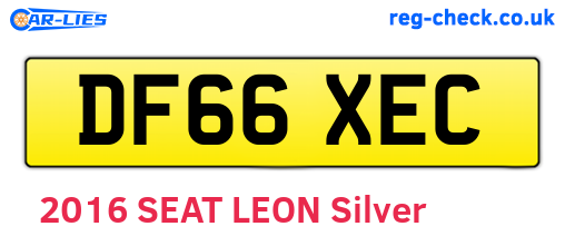DF66XEC are the vehicle registration plates.