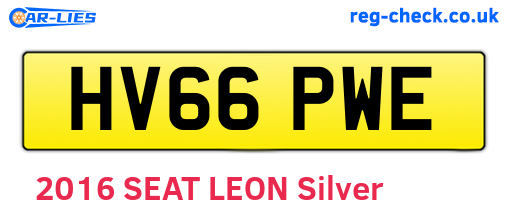 HV66PWE are the vehicle registration plates.