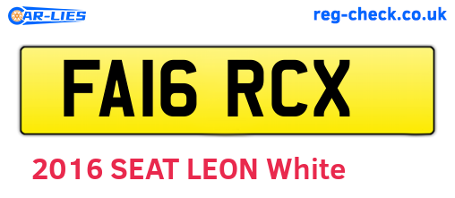 FA16RCX are the vehicle registration plates.