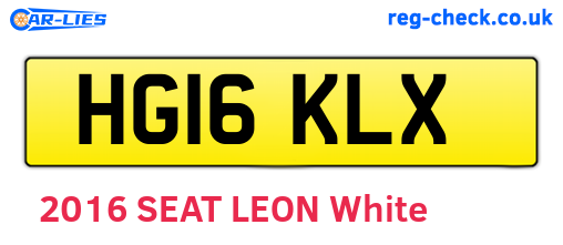 HG16KLX are the vehicle registration plates.