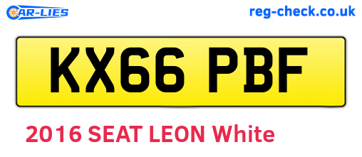 KX66PBF are the vehicle registration plates.