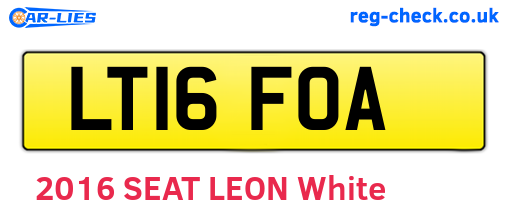 LT16FOA are the vehicle registration plates.