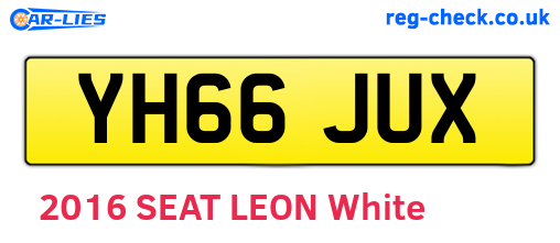 YH66JUX are the vehicle registration plates.